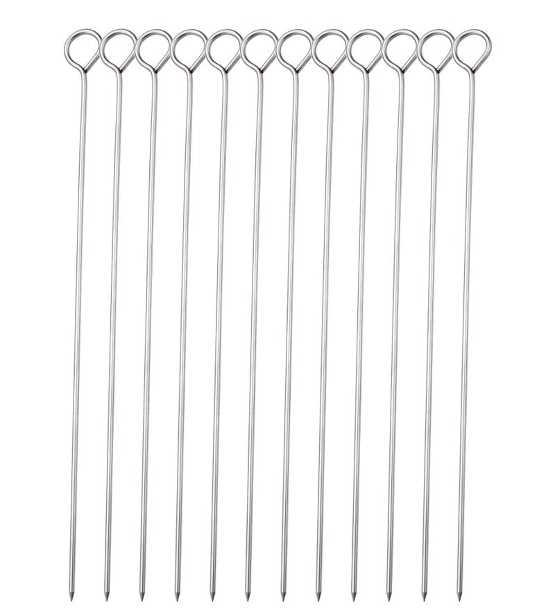 HONSHEN 10 Inch Metal Barbecue Skewers, Stainless Steel BBQ Skewers, Shish Kebab Kabob Skewers 12 Pcs - Image 1